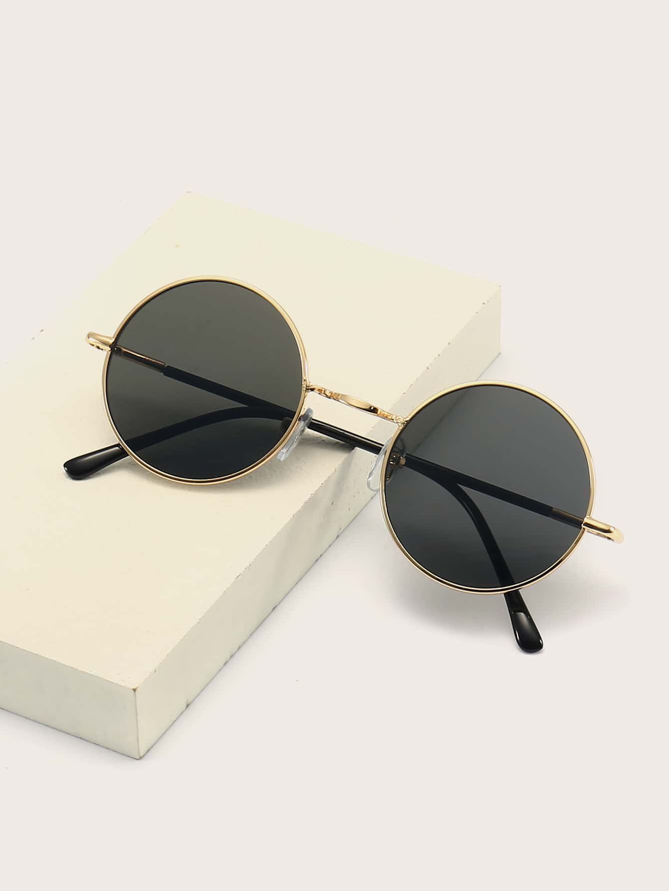 兒童圓框太陽鏡 - 黑色 - 查看 1