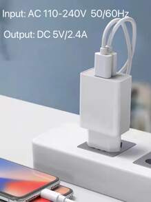 1pc Charger Head & 1pc Data Cable Compatible With iPhone