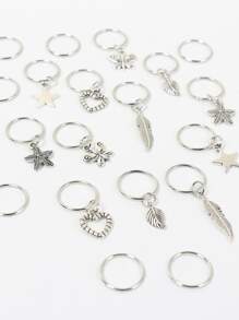 21 piezas Goma de pelo en espiral con estrella - Plateado - Ver 5