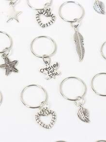 21 piezas Goma de pelo en espiral con estrella - Plateado - Ver 6