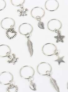 21 piezas Goma de pelo en espiral con estrella - Plateado - Ver 7