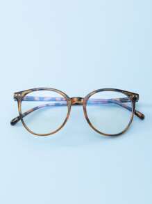 1 Pair Women PC Round Frame Decorative Fashionable Non-Prescription Glasses Suitable For Office Reading And Learning - Clear - View 4