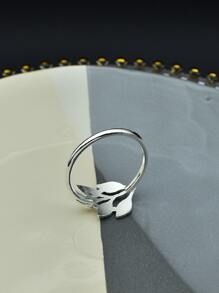 6 piezas Anillo de servilleta con diseño de hoja - Plateado - Ver 2