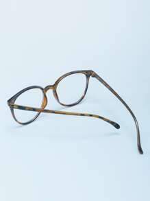 1 Pair Women PC Round Frame Decorative Fashionable Non-Prescription Glasses Suitable For Office Reading And Learning - Clear - View 2