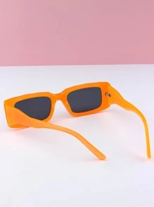 1pc Unisex Rectangular Small Frame Y2K Retro Street Fashion Fashion Glasses, Vacation - Orange - View 4