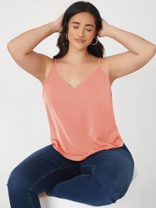 SHEIN BASICS Plus Size Camis Plain Casual - Coral Pink - View 1