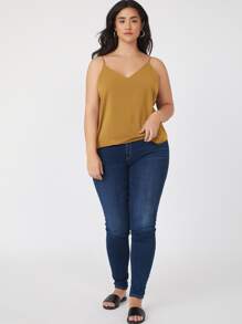 SHEIN BASICS Plus Solid Cami Top - Ginger - View 3