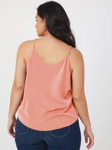 SHEIN BASICS Plus Size Camis Plain Casual - Coral Pink - View 2