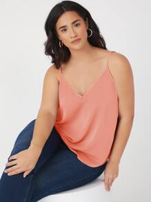 SHEIN BASICS Plus Size Camis Plain Casual - Coral Pink - View 4