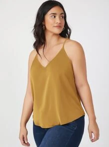 SHEIN BASICS Plus Solid Cami Top - Ginger - View 6