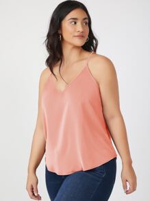 SHEIN BASICS Plus Size Camis Plain Casual - Coral Pink - View 6