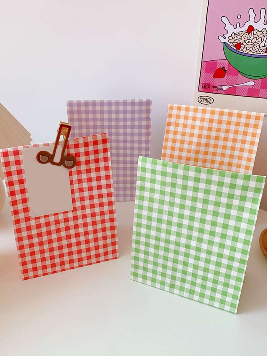 12入組格紋印花隨機色禮品袋 - 彩色 - 查看 1