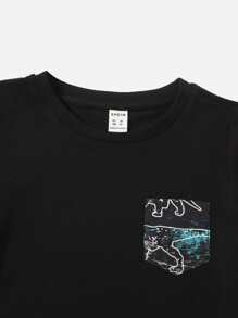 SHEIN Young Boy Dinosaur Print Tee & Shorts Set