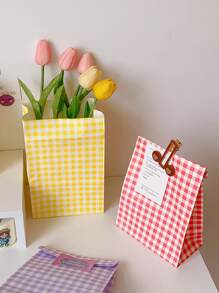 12入組格紋印花隨機色禮品袋 - 彩色 - 查看 2