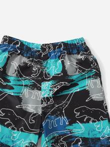 SHEIN Young Boy Dinosaur Print Tee & Shorts Set