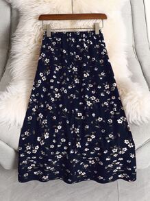 SHEIN Unity Váy Plus Size Hoa Tất cả trên in Boho - Màu xanh hải quân - Xem 2