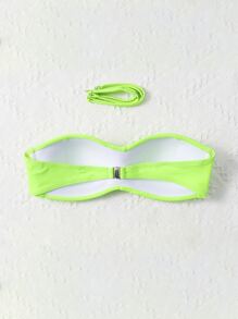 Detachable Strap Twist Bikini Top, For Summer Beach Vacation - Lime Green - View 2