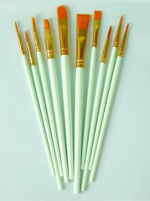 10入組木頭繪畫刷套裝 - 綠色 - 查看 1