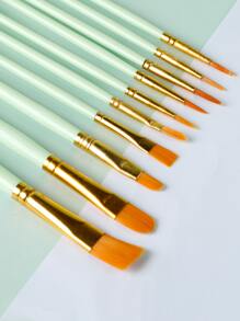 10入組木頭繪畫刷套裝 - 綠色 - 查看 2