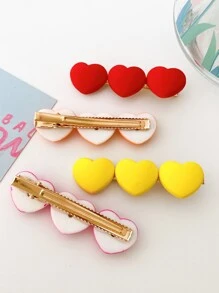 4pcs Heart Decor Hair Clip - Multicolor - View 2