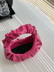 Bolso de mano mini plisado de unicolor en forma de nube para mujer - Rosa Fucsia - Ver 5