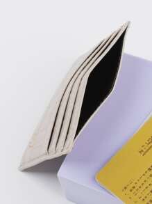 Heart Print Crocodile Embossed Lightweight Portable Card ID Card White-Collar Workers For Female For Holiday For Anniversary For Birthday Gift Accessories Gift Card Holder Wallet Business Card Holder Credit Card Holder Women For Women Mini Wallet Card Wallet - Light Grey - View 3