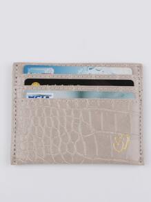 Heart Print Crocodile Embossed Lightweight Portable Card ID Card White-Collar Workers For Female For Holiday For Anniversary For Birthday Gift Accessories Gift Card Holder Wallet Business Card Holder Credit Card Holder Women For Women Mini Wallet Card Wallet - Light Grey - View 4