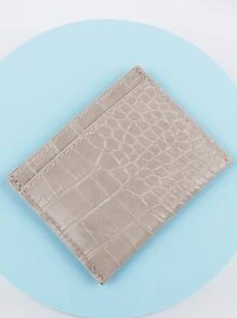 Heart Print Crocodile Embossed Lightweight Portable Card ID Card White-Collar Workers For Female For Holiday For Anniversary For Birthday Gift Accessories Gift Card Holder Wallet Business Card Holder Credit Card Holder Women For Women Mini Wallet Card Wallet - Light Grey - View 5