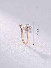 Nooxian 方晶鋯石花朵裝飾鼻環銅受歡迎穿孔身體鏈禮品適合女士和男士 - 玫瑰金 - 查看 3