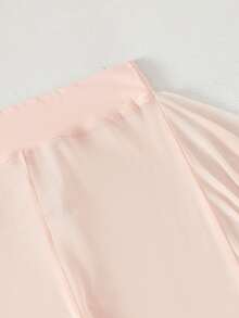 Mesh Ruffle Trim Sheer Cover Up Pants, For Summer Beach Vacation - Baby Pink - View 3