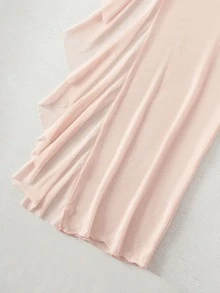 Mesh Ruffle Trim Sheer Cover Up Pants, For Summer Beach Vacation - Baby Pink - View 4
