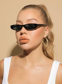 1pc Super Small Frame Fashion Glasses, Suitable For Sports, Travel, Music Festival, Sporty Style, Driving, Holiday Outfits, Beach, Outing, Summer Accessory, Vacation, Family Outing, Elegant Attire, Street Style Accessory, Party, Outdoor Activities, Street Style, Fishing, Holiday, Vacation Preppy Style For Back To School - Dark Grey - View 1