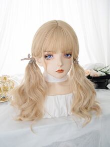 alicegarden 1 件合成耐热、长自然波浪金色假发、带刘海、24 英寸长、由纤维制成、适合日常使用、自然逼真的假发（不包括配饰）圣诞派对假期、Y2k 时尚由纤维制成的优雅假发、适合使用、自然逼真的假发 - 金色 - 查看 4