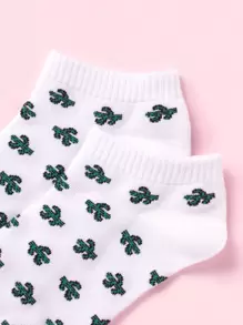 Calcetines tobilleros con estampado de cactus - Multicolor - Ver 3