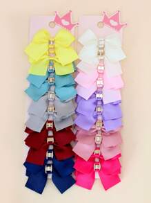 20入組小女童蝴蝶結裝飾髮夾 - 彩色 - 查看 1