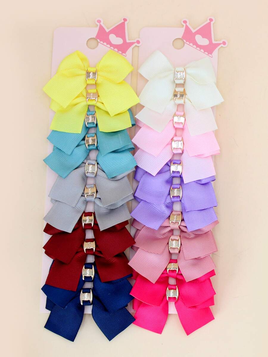 20入組小女童蝴蝶結裝飾髮夾 - 彩色 - 查看 1