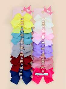 20入組小女童蝴蝶結裝飾髮夾 - 彩色 - 查看 2