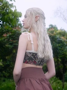 ROMWE Hippie 滿版印花繫帶吊帶上衣 - 彩色 - 查看 6