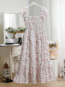 Mulvari Sukienki plus size Zmarszczony Zmarszczone szycie Pomarszczony Ditsy floral Boho