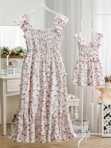 Mulvari Sukienki plus size Zmarszczony Zmarszczone szycie Pomarszczony Ditsy floral Boho