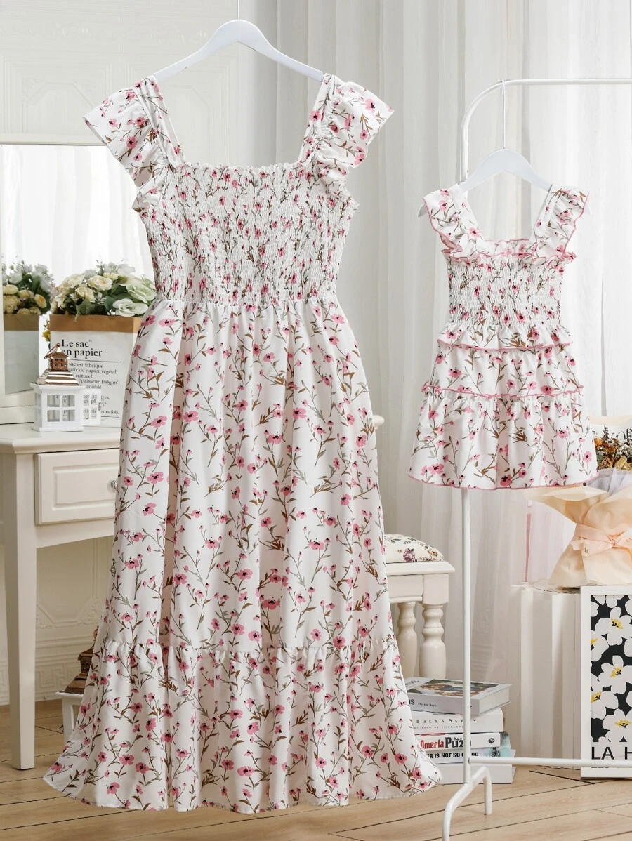 Mulvari Sukienki plus size Zmarszczony Zmarszczone szycie Pomarszczony Ditsy floral Boho