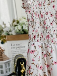 Mulvari Sukienki plus size Zmarszczony Zmarszczone szycie Pomarszczony Ditsy floral Boho