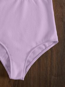 SHEIN Swim Crossover Cut Out One Piece Swimsuit Summer - Lilac Purple - View 3