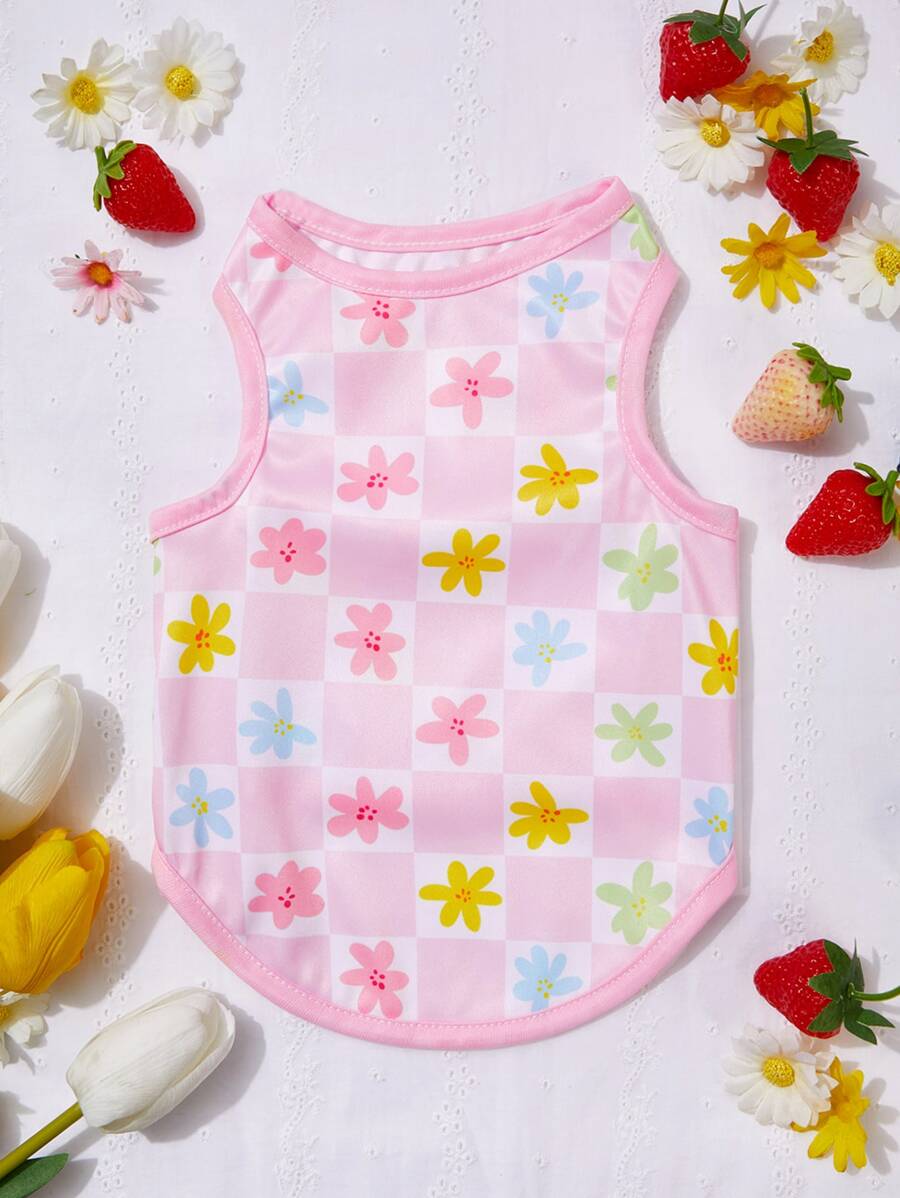 PETSIN Flower Print Pet Tank - Multicolor - View 1