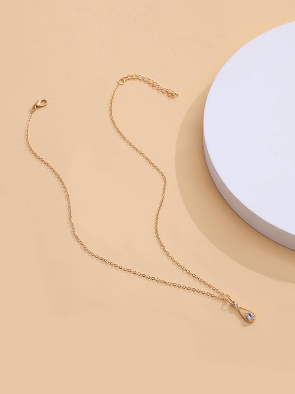 Rhinestone Decor Waterdrop Charm Necklace SHEIN USA