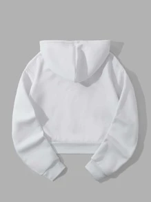 INAWLY 字母圖案加絨內裏抽繩短款連帽衫