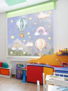 1入組PVC牆貼、創意熱氣球和雲朵設計防水牆貼花，適用於客廳、臥室、牆壁裝飾 - 彩色 - 查看 3