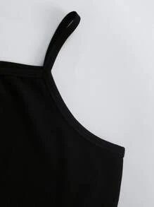 Fille Top unicolore à fines brides & Pantalon à domicile à carreaux