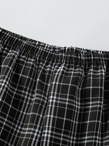 Fille Top unicolore à fines brides & Pantalon à domicile à carreaux