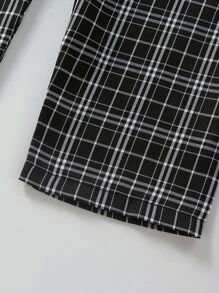 Fille Top unicolore à fines brides & Pantalon à domicile à carreaux
